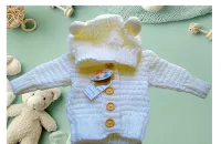 White Ear Hooded Cardigan.
