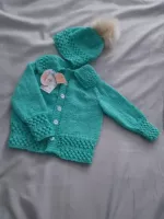 Green Cardigan and Hat Set