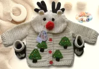 Reindeer Christmas Themed Hooded Cardigan.